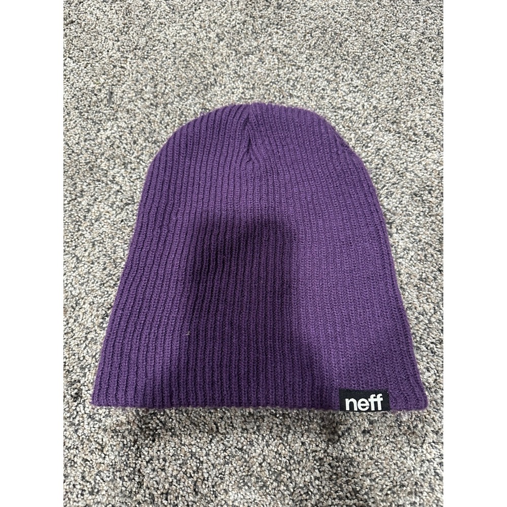 Neff Daily Beanie Purple Ribbed Knit Slouchy Winter Hat Mens Womens One Size